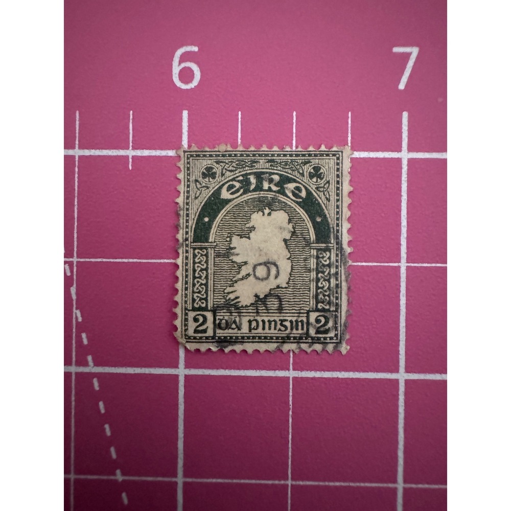 Vintage Ireland Eire 2d Two Pence Green Map Postage Stamp Used Philately